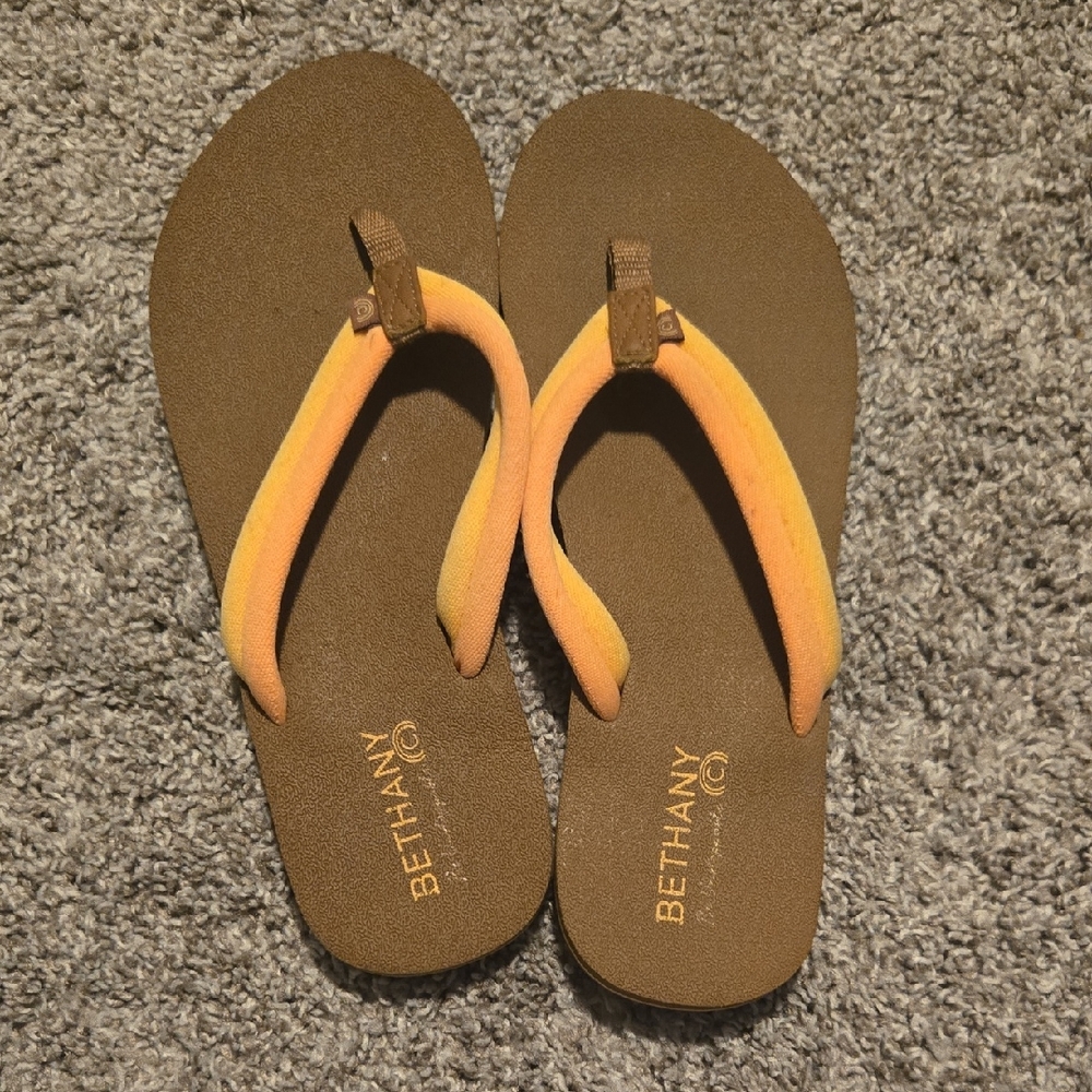 Brown and Orange Women's Flip Flops